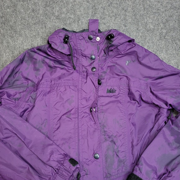 VTG REI Jacket Womens 8 Purple Water Resistant Storm Fitted Hooded Full Zip - Picture 4 of 8